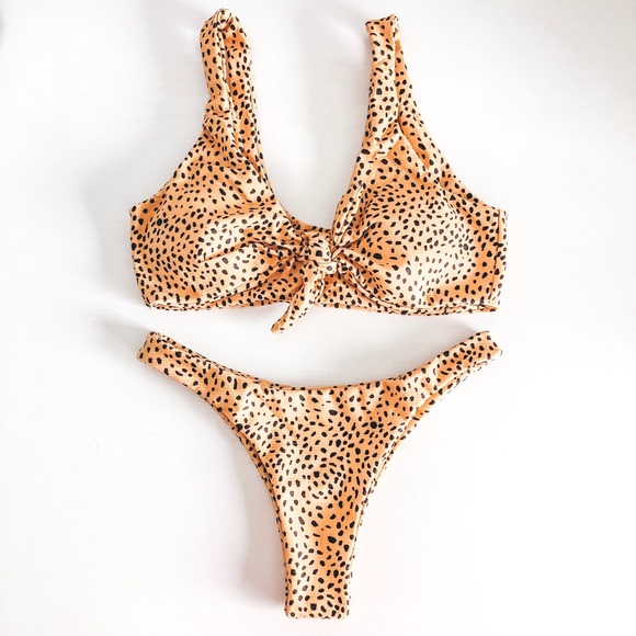 Other - Tie Top Bikini with Dot Pattern